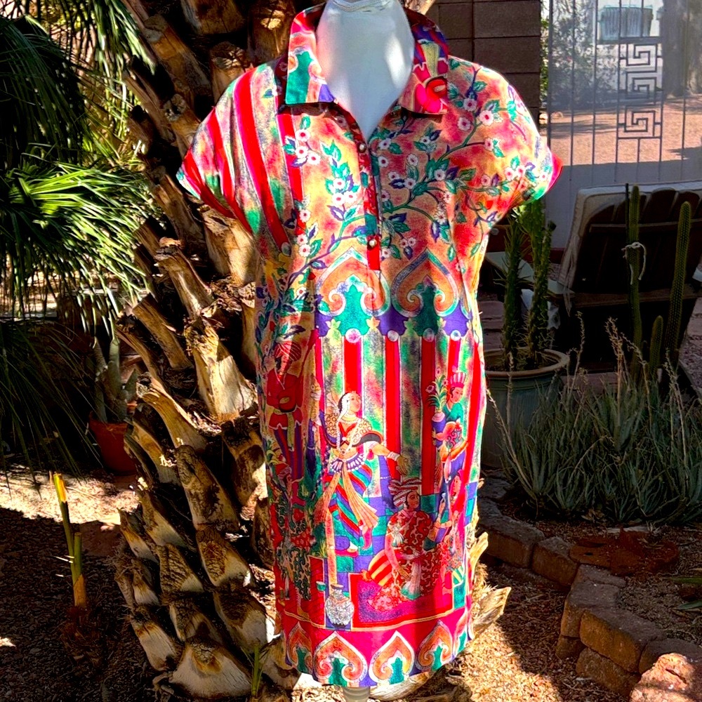 Vintage Bohemian Shirt Dress Size L